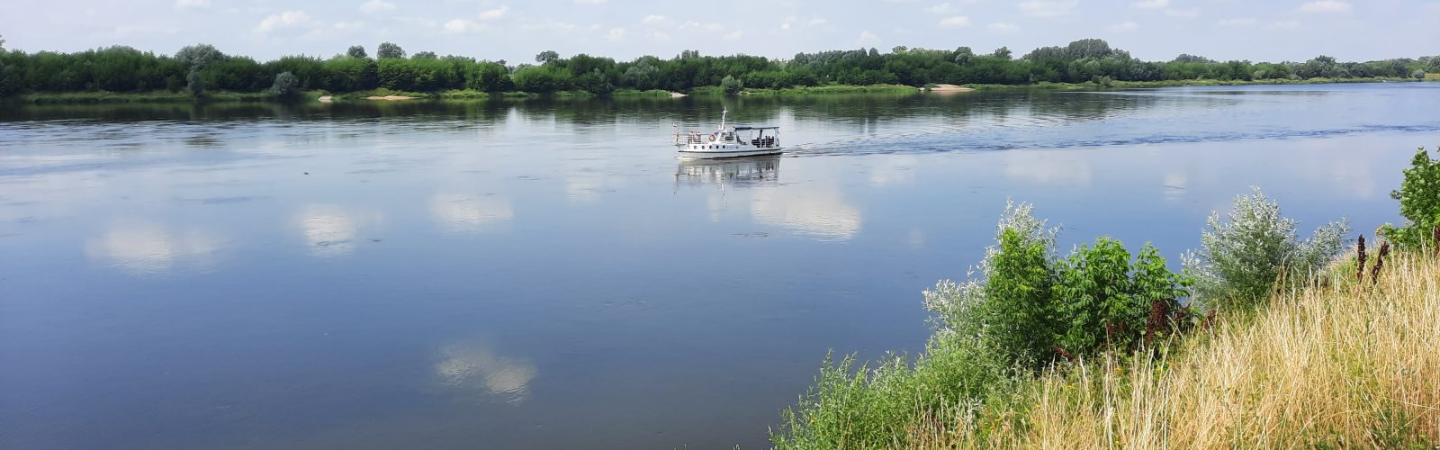 zdjęcie przedstawiające statek płynący po Wiśle